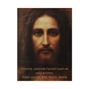 Holy Face of Jesus Latin Prayers Wall Hanging, Catholic Art, Traditional Catholic Devotion, Traditional Catholic Gift, Catholic Decor