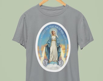 Miraculous Medal Unisex Cotton Tee: Marian Catholic Gift
