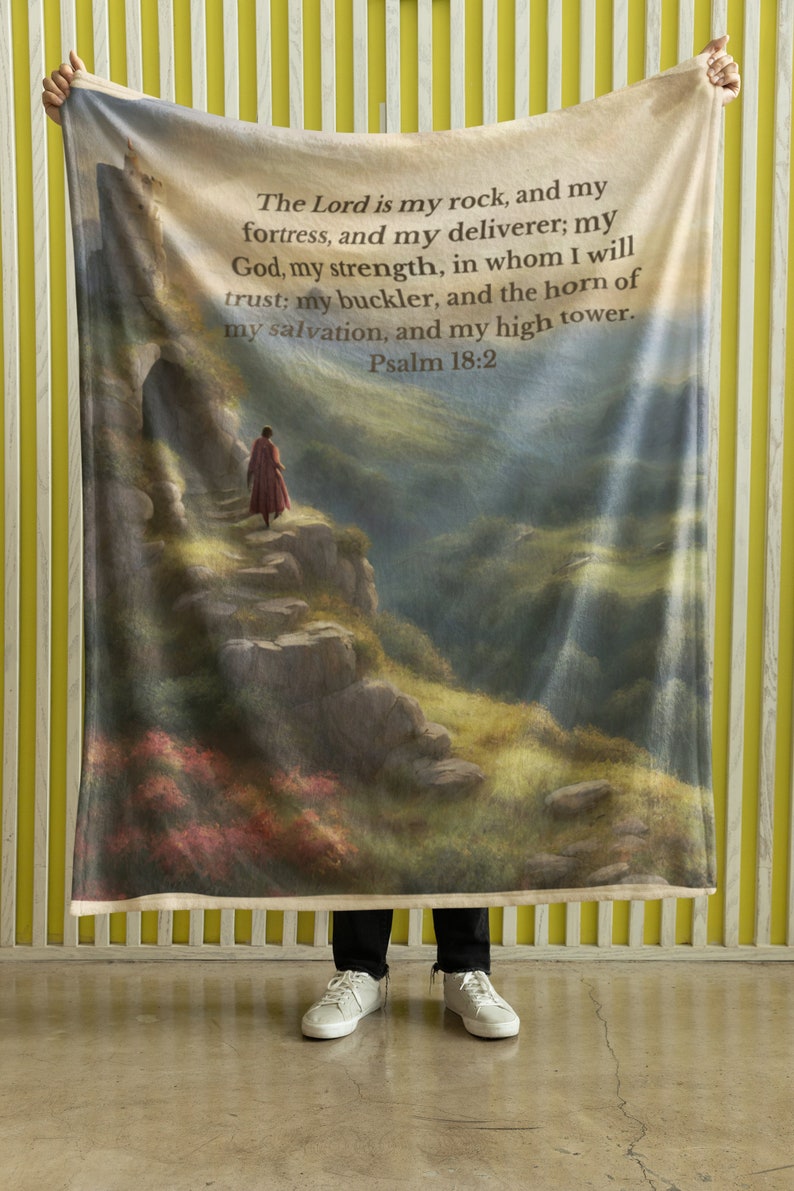 The Lord is My Rock and My Fortress Blanket, Bible Verse Blanket