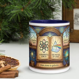 Physics Stained Ceramic Mug, Science Teacher Gift, Atom, Light, Relativity Mug