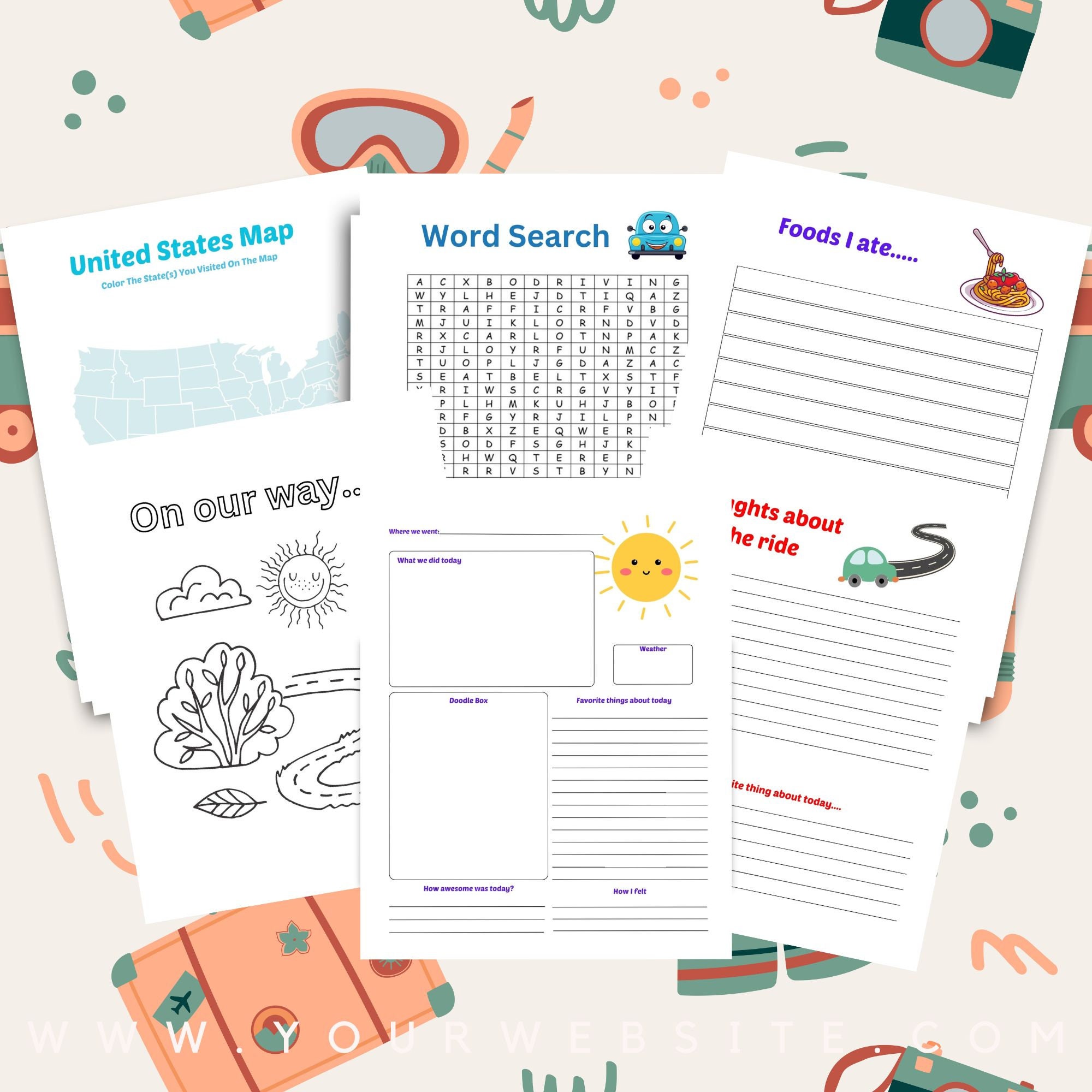 A Road Trip by "car" Travel Journal for Kids With Activities and a ...