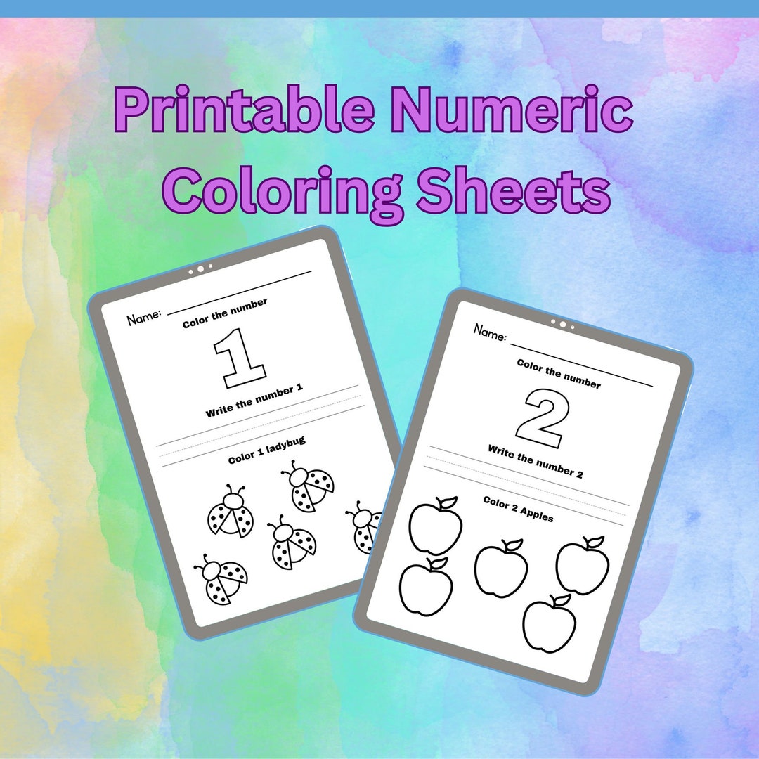 Printable Numeric 1-10 Coloring Practice Sheets, Educational and Fun! - Etsy