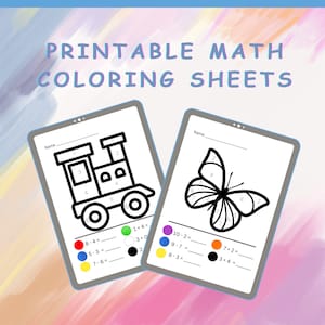Math Coloring Sheets, Answer the addition and subtraction question to color the picture!