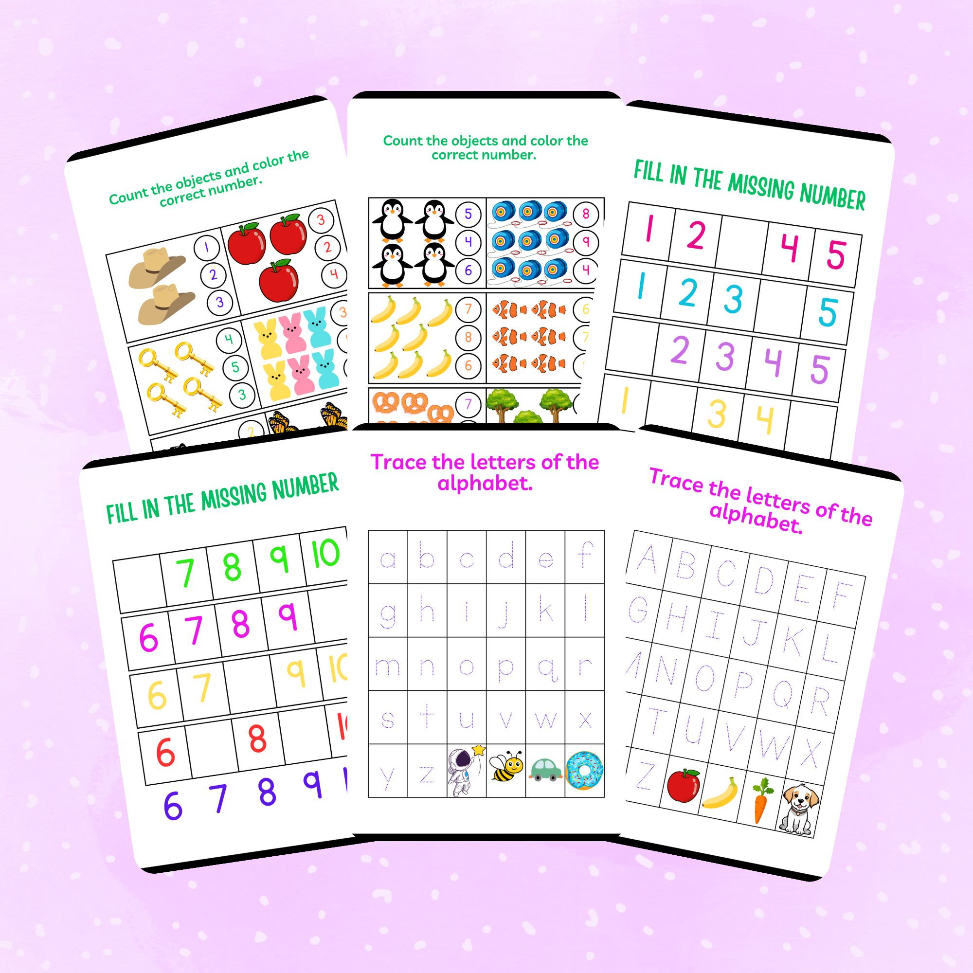 Educational Printable Fun Activity Book, Counting, Writing, Coloring ...