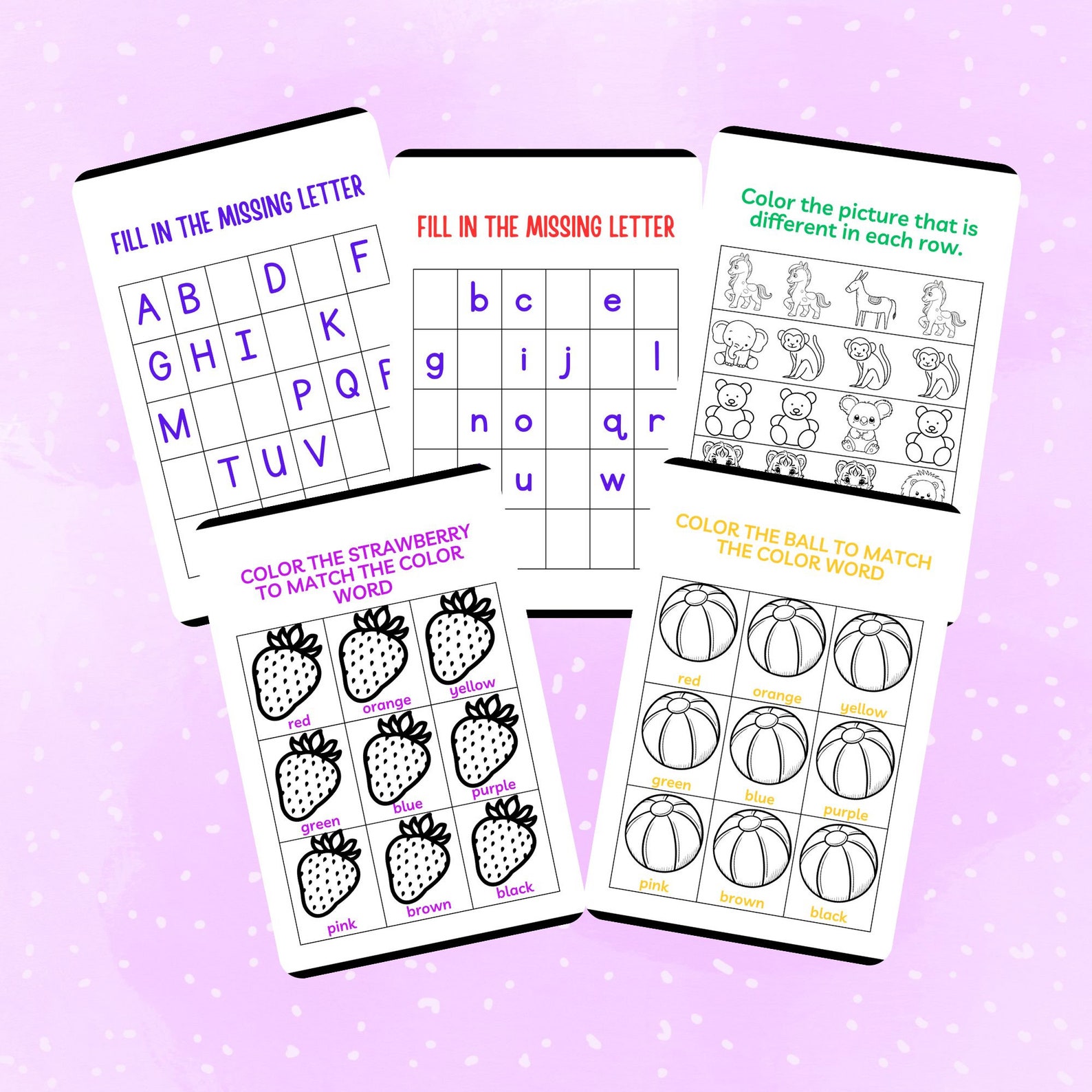 Educational Printable Fun Activity Book, Counting, Writing, Coloring
