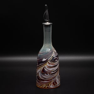 Red & White Hand Blown Glass Olive Oil Dispenser | Olive Oil Bottle | Soap Dispenser | Bar Accessory | Desert Warmth