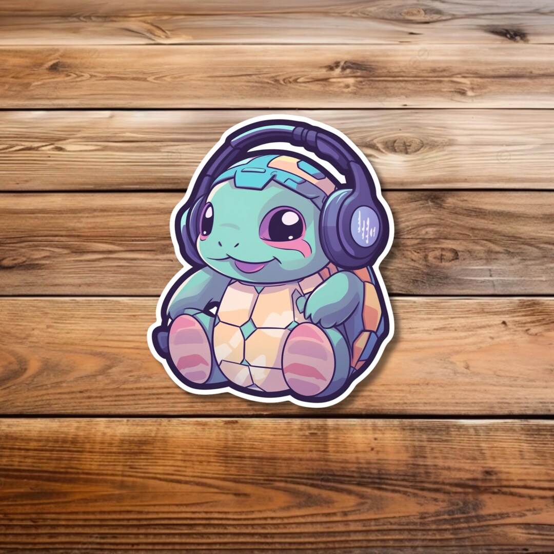 Cute Gamer Turtle Sticker – Kawaii Headset Turtle Vinyl Decal | Gaming ...