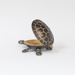 Vintage Brass Tortoise Keepsake Box Brass Animal Figurine Vanity Turtle Trinket Box
