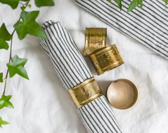 Vintage Hammered Brass Napkin Rings Set of 4