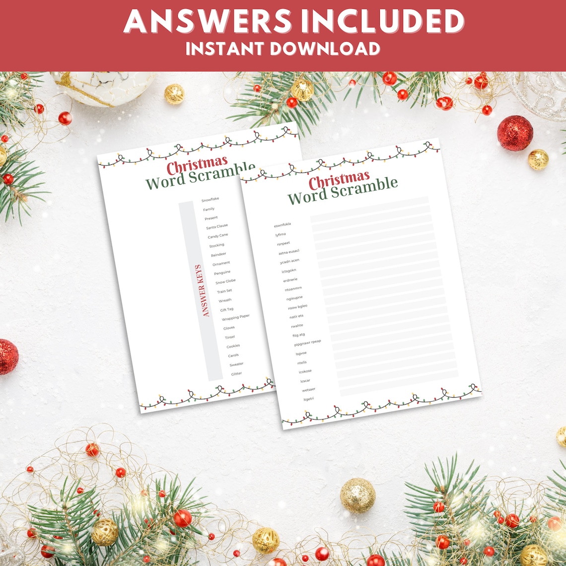 Printable Christmas Party Games Bundle 10 Printable Games Party Games