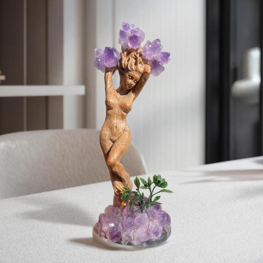 Albero Di Cristallo Reiki Su Base Di Ametista Naturale Grezza, Albero