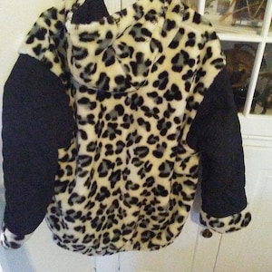 Vintage Reversible Faux Fur Animal Print Coat - Size 18