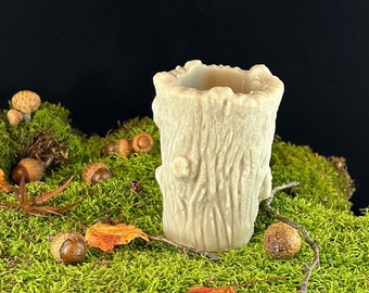 Rustic Wooden Stump Candle - Handcrafted Decorative Candle
