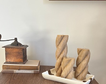 Rope Pillar Candle - Handcrafted Decorative Candle