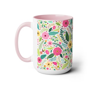 Flower Floral Ceramic Mug 15oz Popular Best Seller Mugs Best Selling Item Gifts Under 30 Mother's Day Gifts Spring Gifts