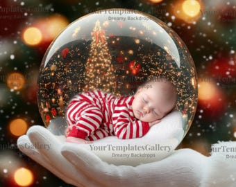 Set of 2 Snow Globe Backdrops PNG | Christmas Photo Prop
