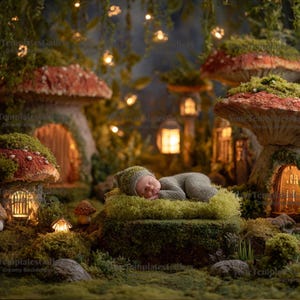 Spring Digital Background, Fairytale Mushroom Backdrop, Kids & Pets Photography, Fall Forest Overlay For Newborn, Magical Fantasy Composite,