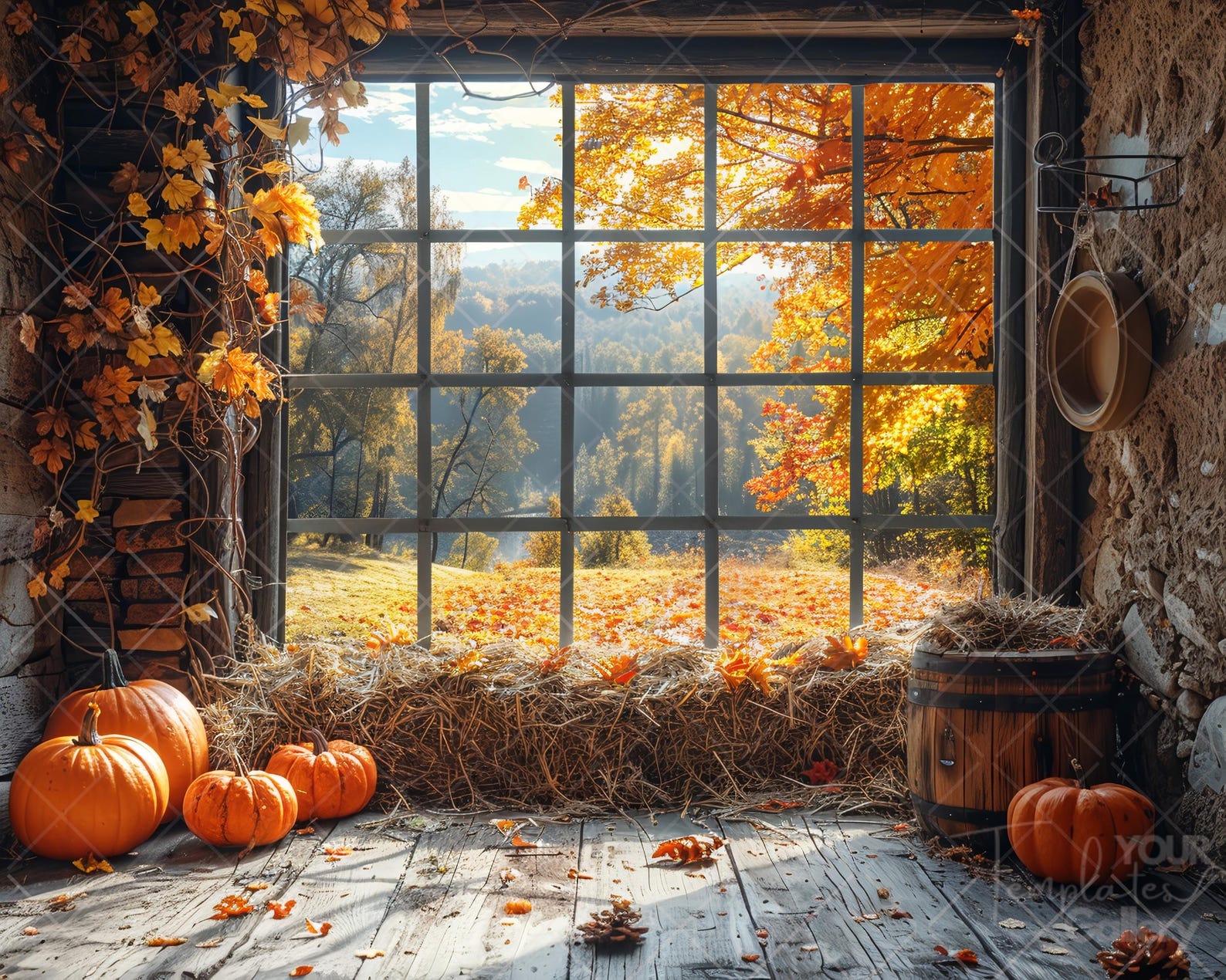 5 Autumn Digital Backdrop Bundle, Fall Digital Background for ...