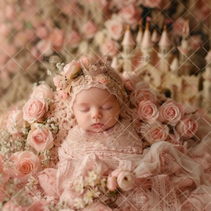 Add Face Digital Princess Backdrop, PNG Newborn Photography,Face Insert Newborn Background,Photo Prop Composite, Baby Fantasy Princess Theme