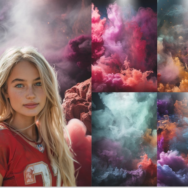 10 Color Explosion Digital Backdrops, Smoke Digital Backgrounds for Sports, Football, Softball, Soccer, Tennis, School Color Photography,