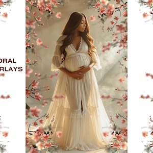 Flower Branch Digital Overlay for Maternity & Portrait, Overlays Backdrop, Wildflower Photoshop Composite, Branch PNG Overlays Photoshop,