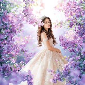 Floral Maternity Digital Backdrop: Purple Spring Flowers (PNG)