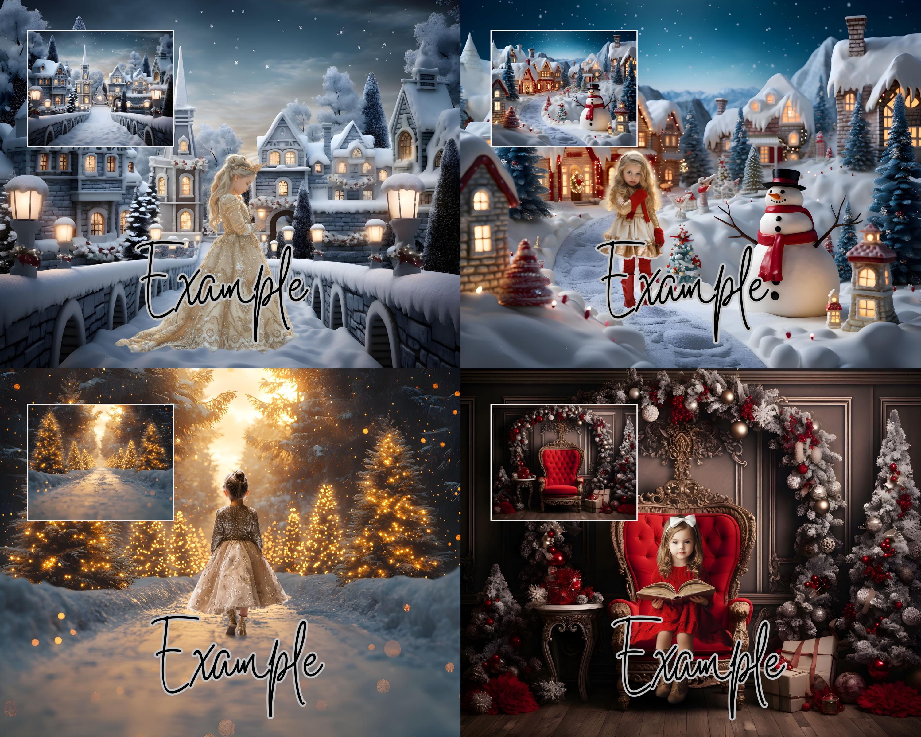 40 Christmas Digital Backdrop Bundle, Xmas Templates for Kids & Family ...