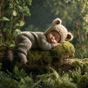 2 Woodland Forest Newborn Digital Backdrops, Baby in the Woods Background, Composite Photography Prop, Photoshop Overlay Studio Download
