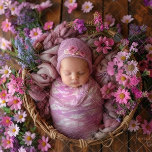 Rustic Floral Backdrop, Face Insert Baby, Add face Newborn Digital, Baby Girl Floral Background, Newborn Photography, Portrait Composite
