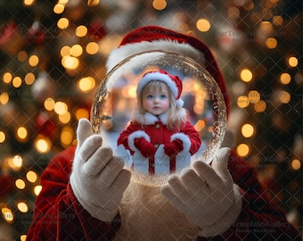 Magische Schneekugel-Kulisse mit Weihnachtsmann | Weihnachtliche Fotocollage