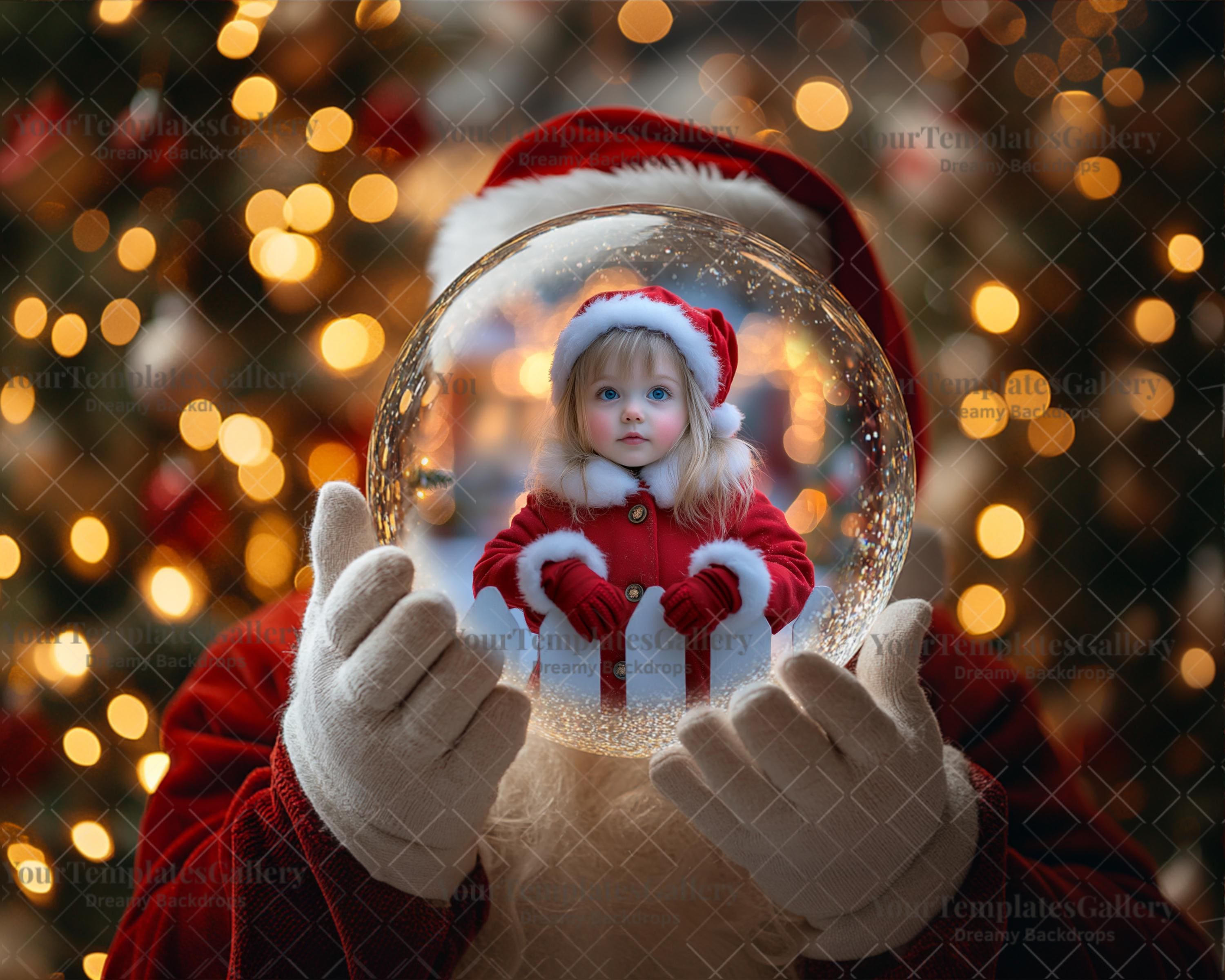 Magical Santa Snow Globe Digital Backdrop, Christmas Glass Ball Overlay,  Holiday Photo Composite for Kids, Pets \u0026 Family, PNG Download - Etsy, image size:3000x2400