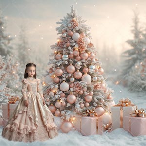 Weihnachten digitaler Hintergrund Fotografie, Weihnachtsbaum und Geschenke auf Polar Schnee, Outdoor Portrait Hintergrund zusammengesetzt, Urlaub Overlay