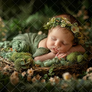 Forest Digital Background, Green Newborn Digital Backdrop, Photography, Newborn Woodland, Baby Photo Prop, Composite Photography Studio