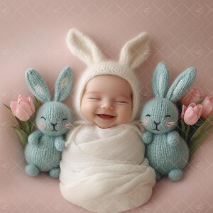 Whimsical Easter Bunny Backdrop for Newborn Photography