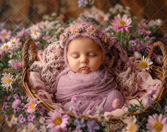 Face Insert Newborn Digital Backdrop, Newborn Photography Add face, Flowers Newborn Digital,  Floral Spring Backdrop, Photo Prop Composite