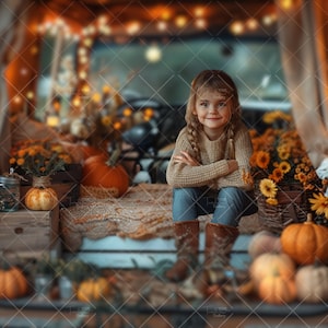 Autumn Truck Digital Background, Fall Digital Backdrop for Photography, Fall Tones, Autumn Backdrop for Photo Editing, Photoshop Overlay,