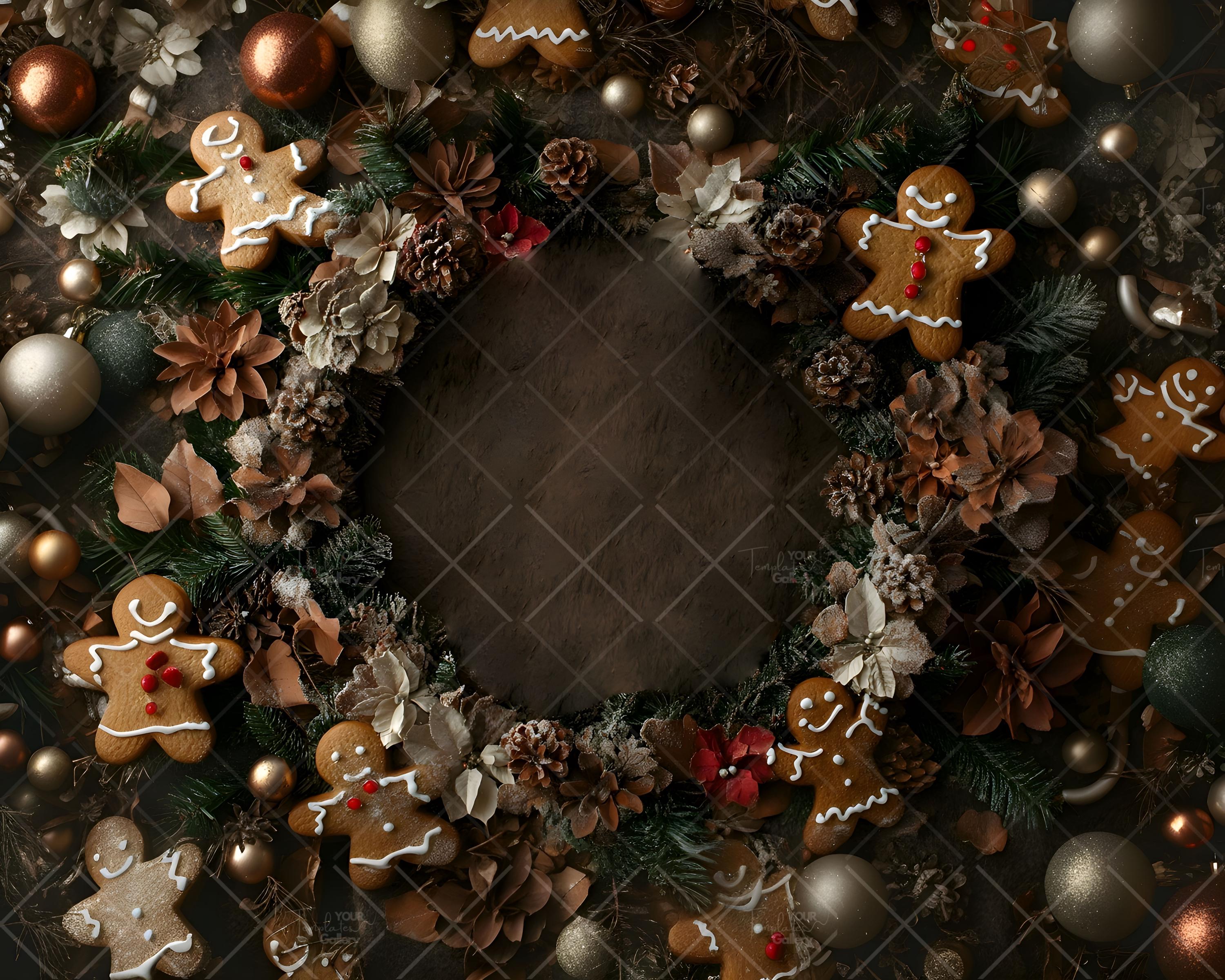 Gingerbread Newborn Digital Backdrop, Gingerbread Men, Digital ...