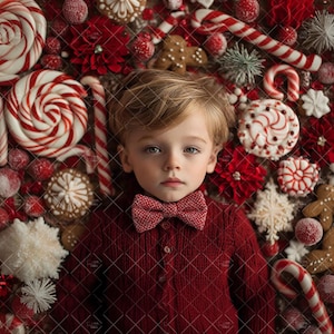 Fotografía digital de fondo navideño, retrato de estudio, bastón de caramelo, dulces, composición creativa navideña, fondo navideño, descarga instantánea