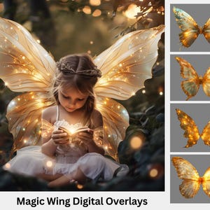 5 Fairy Wings Digital Overlays, Whimsical Fairy Wings, Creative Imagery, Magical Wings Bundle, Fantasy Composites, PNG Digital Download
