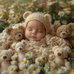 Face Insert Digital Photo Prop Composite, PNG Newborn Photography, Flower Newborn Digital, Teddy Digital Backdrop,Add Face Baby Newborn Girl