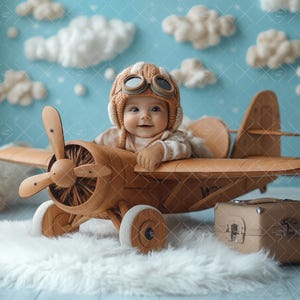Face Insert Vintage Airplane Adventure, Newborn Digital Face Replace Backdrop, Add a face Prop Background,  Baby Boy Overlay Composite