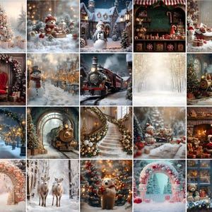 40 Christmas Digital Backdrop Bundle, Xmas Templates for Kids & Family ...