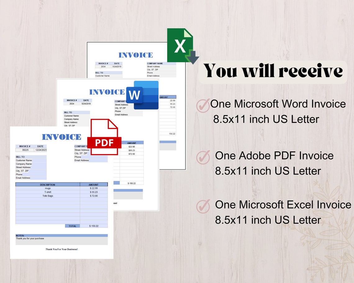 Customizable Professional Business Invoice Editable PDF/ - Etsy