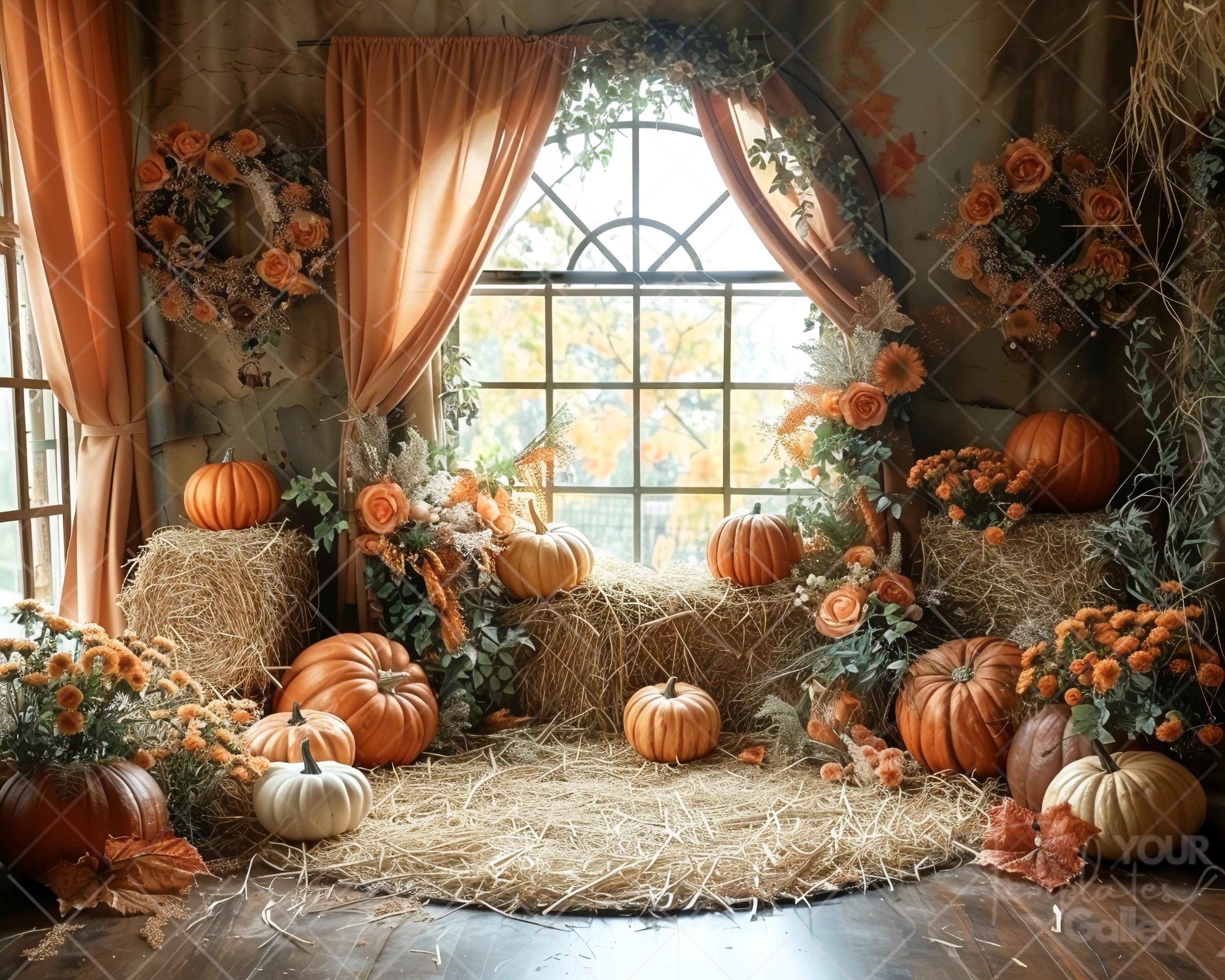 5 Autumn Digital Backdrop Bundle, Fall Digital Background for ...