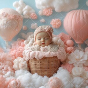 Newborn Digital Backdrop Add Face, Baby Pastel background, PNG Face insert, Digital Photo Prop Composite, Basket Newborn Digital Backdrop,