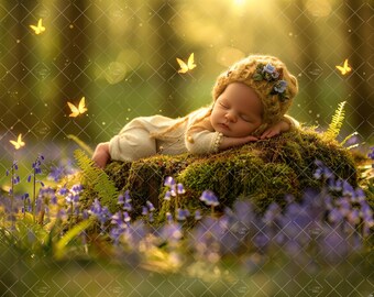 Lavender Wildflower Field Newborn Digital Backdrop (JPG)