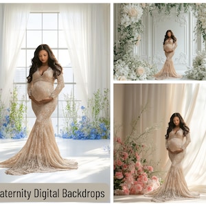 10 Maternity Digital Backdrops, Overlays Pregnancy Backgrounds, Fine Art Studio Backdrop, Photoshop Textures JPEG, Studio Photography