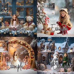 40 Christmas Digital Backdrop Bundle, Xmas Templates for Kids & Family ...