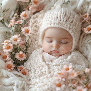 Newborn Digital Backdrop Add Face, PNG Face insert, Baby Pastel Background, Photo Prop Composite, Photoshop Overlays, Baby Floral For Girl.