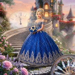Princess Castle Staircase Backdrop | Fairytale Digital Background JPG
